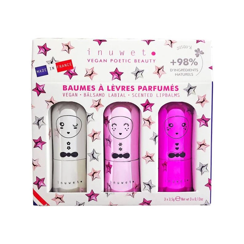 Coffret Trio Baumes à Lévres Edition Metal - INUWET - HORIZON BIEN ETRE