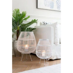 Lanterne "Daya" En Bois Blanc -Bijou-Beauté Magasin lanterne daya en bois blanc 3